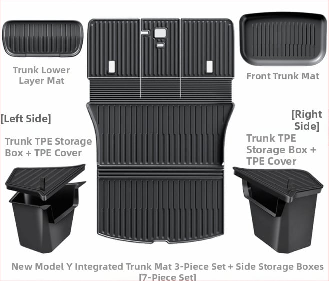 Tesla Model Y3 Ενσωματωμένο Κάλυμμα Αποσκευών, Υλικό TPE, Διαθεσιμότητα Προσαρμογής, Κωδικός 007, Ειδικά Πατάκια