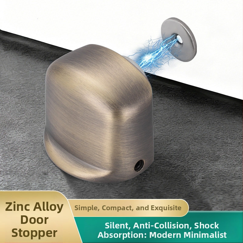 Stop ușă cu prindere pe podea, din aliaj de zinc, magnet, anti-coliziune, silențios și discret, montaj pe podea, pentru baie sau dormitor de hotel