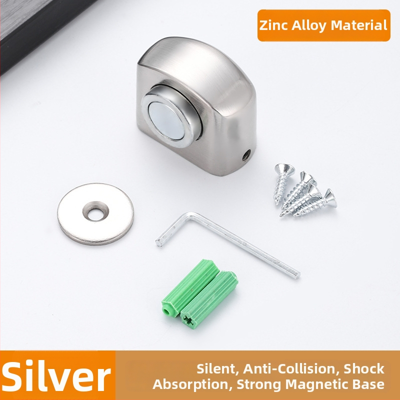 Stop ușă cu prindere pe podea, din aliaj de zinc, magnet, anti-coliziune, silențios și discret, montaj pe podea, pentru baie sau dormitor de hotel