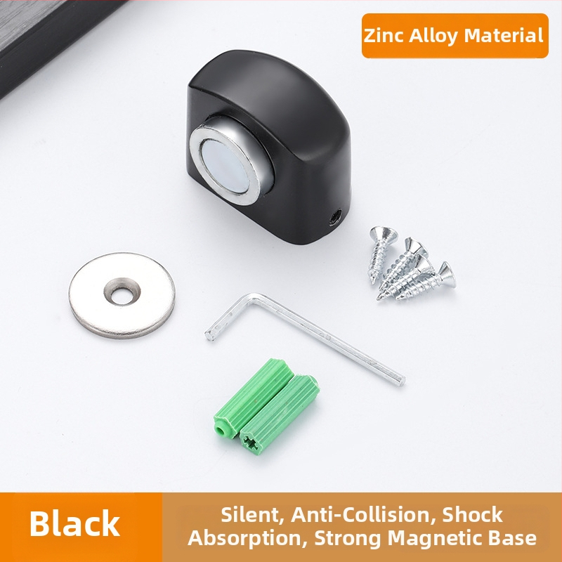 Stop ușă cu prindere pe podea, din aliaj de zinc, magnet, anti-coliziune, silențios și discret, montaj pe podea, pentru baie sau dormitor de hotel