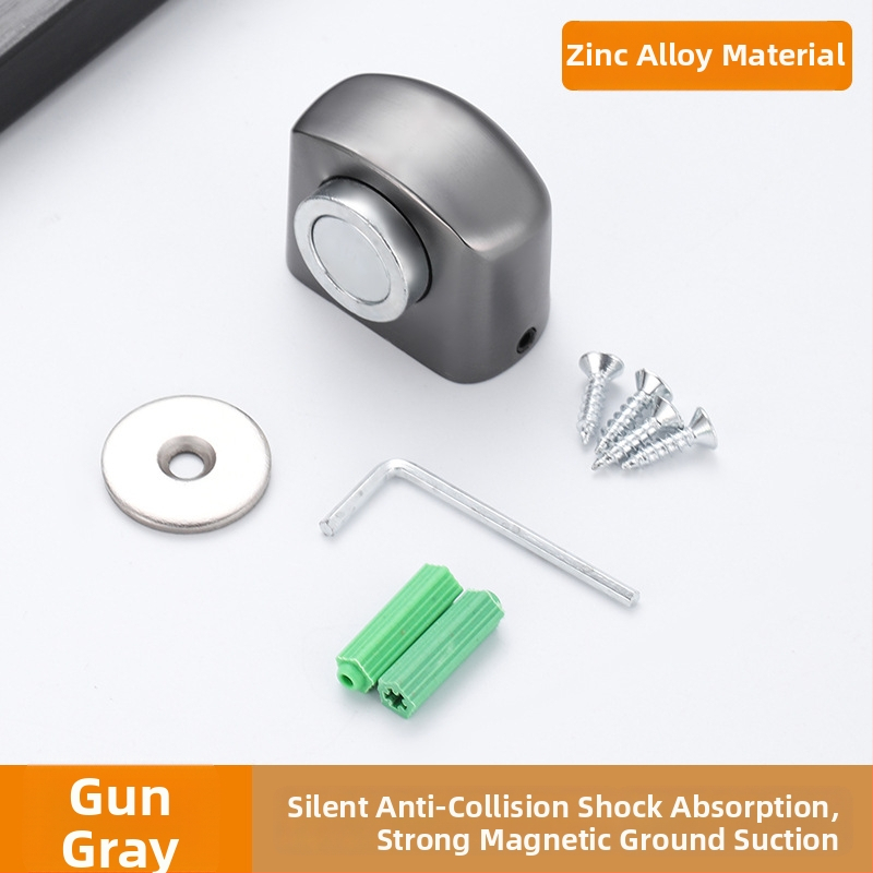 Stop ușă cu prindere pe podea, din aliaj de zinc, magnet, anti-coliziune, silențios și discret, montaj pe podea, pentru baie sau dormitor de hotel