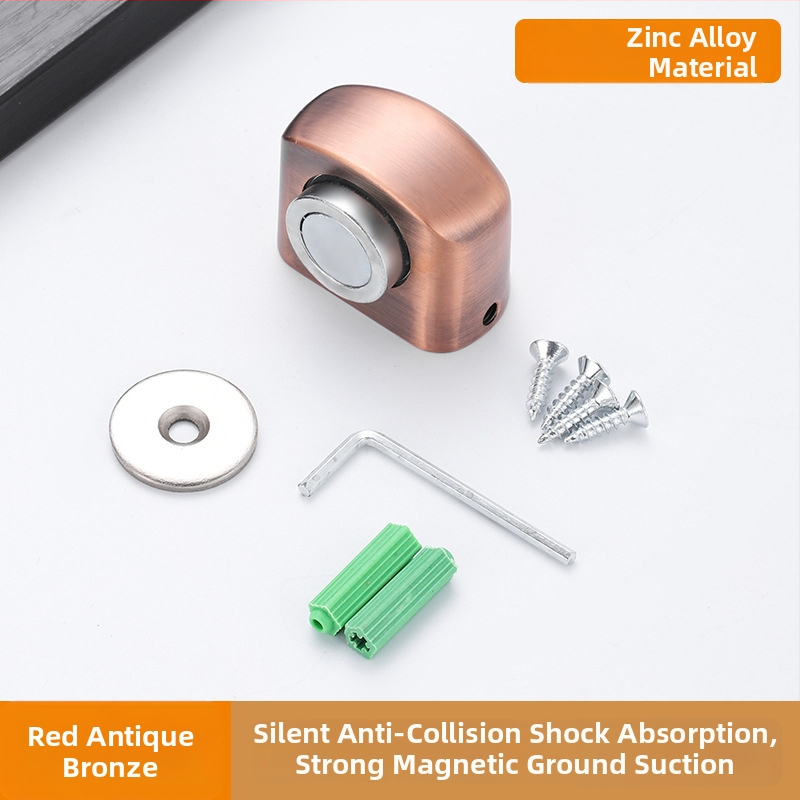 Stop ușă cu prindere pe podea, din aliaj de zinc, magnet, anti-coliziune, silențios și discret, montaj pe podea, pentru baie sau dormitor de hotel