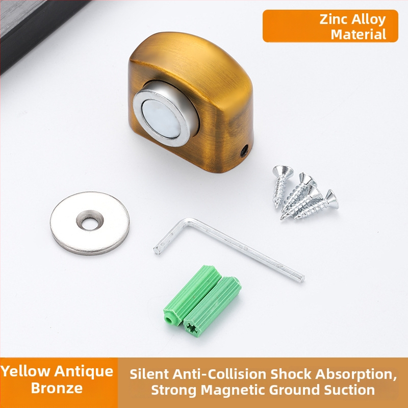Stop ușă cu prindere pe podea, din aliaj de zinc, magnet, anti-coliziune, silențios și discret, montaj pe podea, pentru baie sau dormitor de hotel