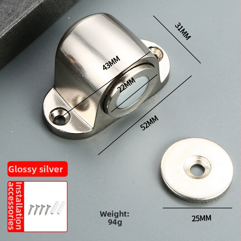 Stop ușă cu prindere pe podea, din aliaj de zinc, magnet, anti-coliziune, silențios și discret, montaj pe podea, pentru baie sau dormitor de hotel