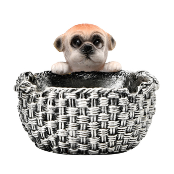 Scrumieră din rășină, design drăguț cu un cuplu de câini pentru casă și birou, cu spațiu de depozitare