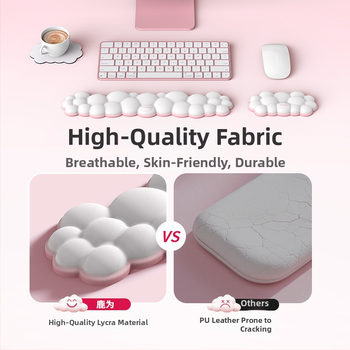 Μαξιλάρι καρπού για ποντίκι – αφρός μνήμης, διπλής όψης, αντιολισθητικό, σετ τριών τεμαχίων με βάση ποτηριού