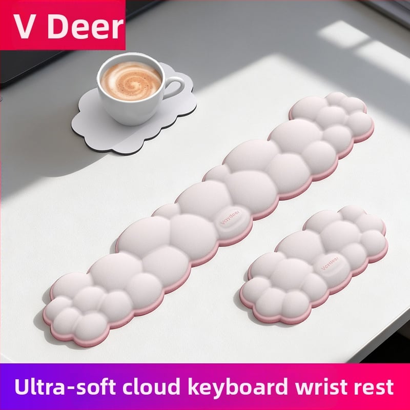 Μαξιλάρι καρπού για ποντίκι – αφρός μνήμης, διπλής όψης, αντιολισθητικό, σετ τριών τεμαχίων με βάση ποτηριού