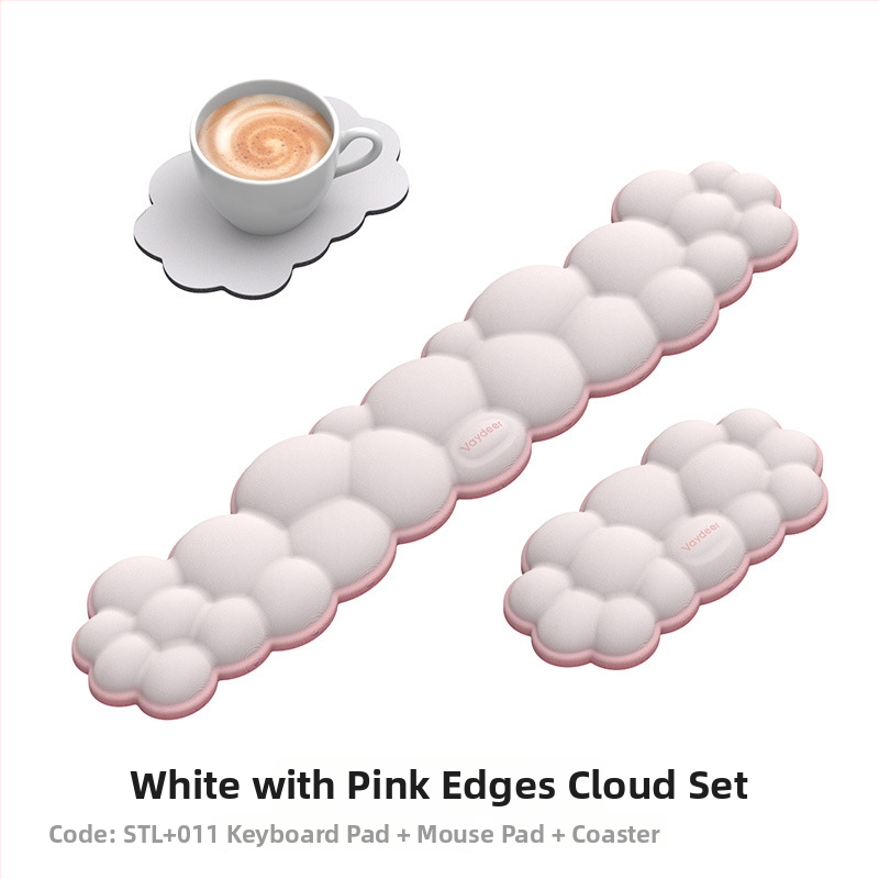 Μαξιλάρι καρπού για ποντίκι – αφρός μνήμης, διπλής όψης, αντιολισθητικό, σετ τριών τεμαχίων με βάση ποτηριού