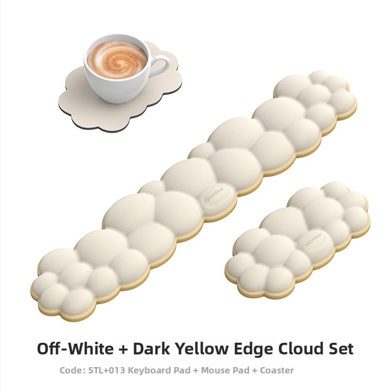 Μαξιλάρι καρπού για ποντίκι – αφρός μνήμης, διπλής όψης, αντιολισθητικό, σετ τριών τεμαχίων με βάση ποτηριού