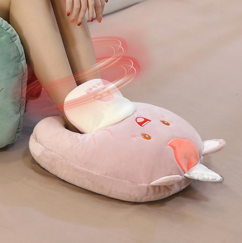 Papuci încălzitori cu USB, încălzire pentru picioare, căptușeală de catifea și înfășurare a călcâiului