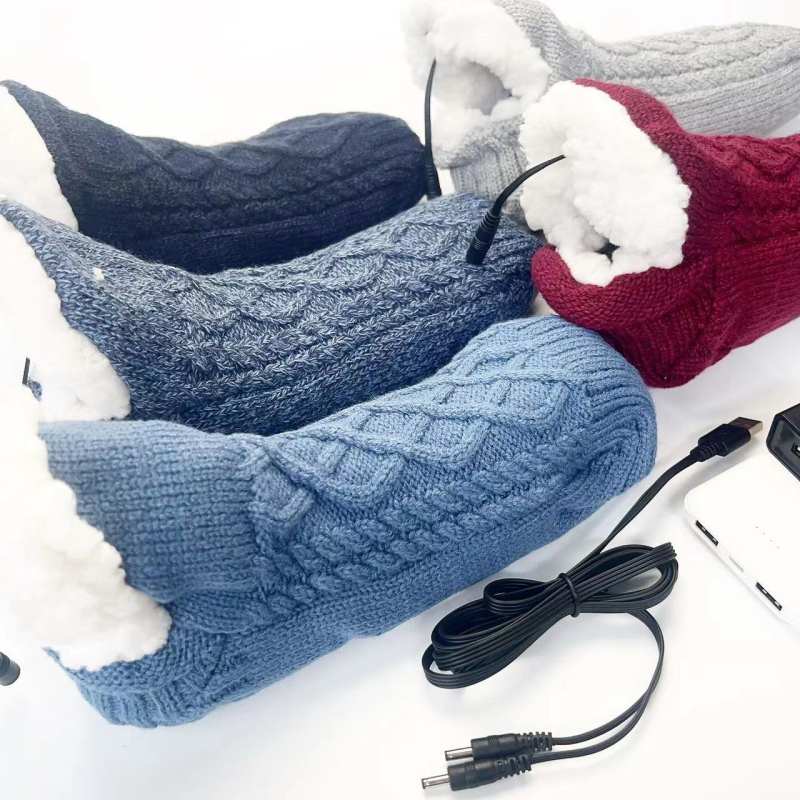 USB grijaće papuče – Unisex, klasični karirani dizajn, gornji dio od poliestera, USB napajanje, Chi Kuo