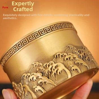 Cenușar din alamă cu capac, anti-împrăștiare cenușă, design simplu, lux ușor, imprimare logo disponibil