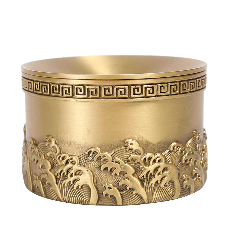 Cenușar din alamă cu capac, anti-împrăștiare cenușă, design simplu, lux ușor, imprimare logo disponibil