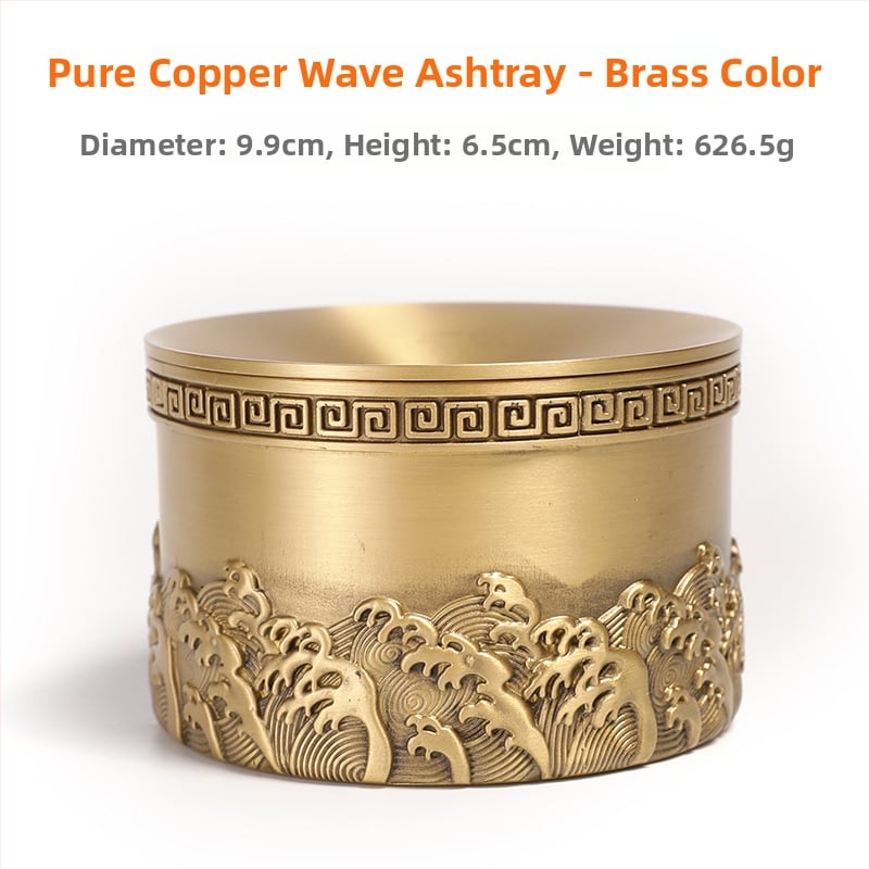 Cenușar din alamă cu capac, anti-împrăștiare cenușă, design simplu, lux ușor, imprimare logo disponibil