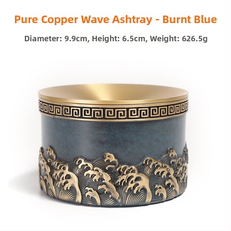 Cenușar din alamă cu capac, anti-împrăștiare cenușă, design simplu, lux ușor, imprimare logo disponibil