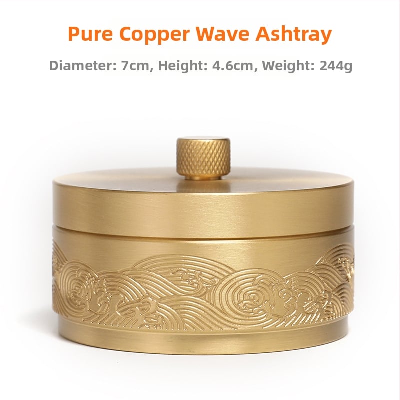 Cenușar din alamă cu capac, anti-împrăștiare cenușă, design simplu, lux ușor, imprimare logo disponibil