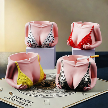 Cenușar din beton, design bikini, personalizabil cu imprimare de logo, decorativ și cu spațiu de depozitare.