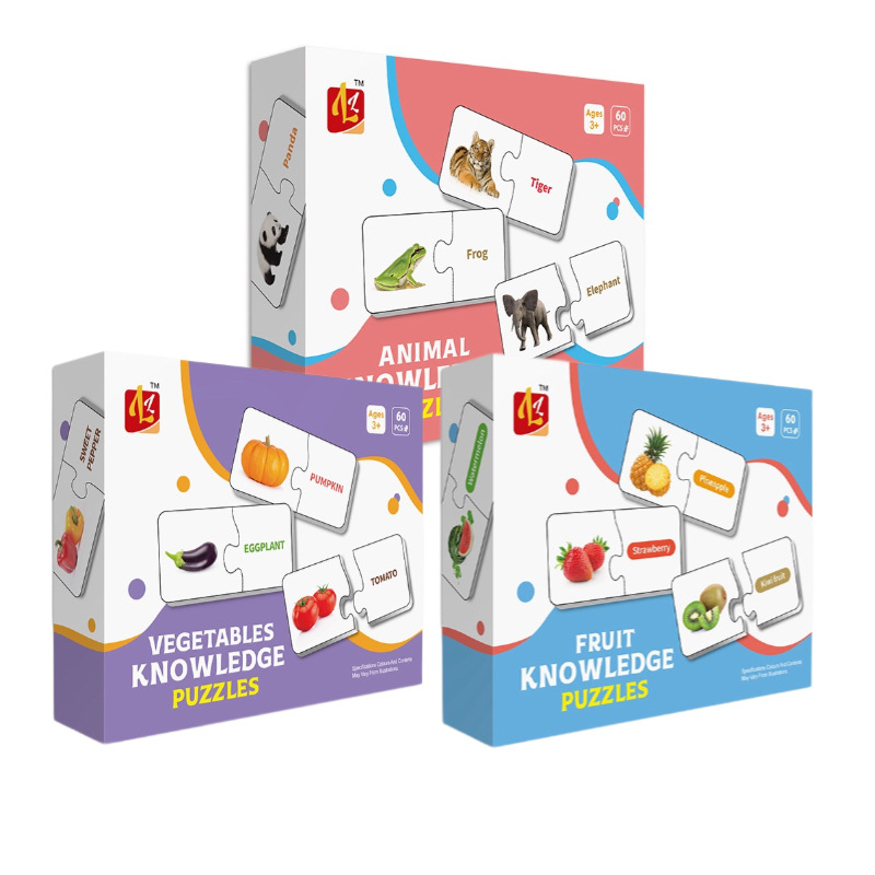 Lilong plosnati puzzle za djecu 4–6 godina, papirni materijal, kartice za prepoznavanje i usklađivanje, šifra proizvoda Ll401–ll410.