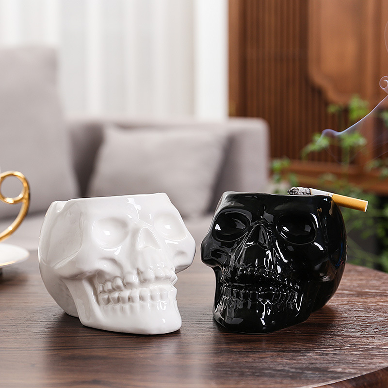 Scrumieră ceramică cu craniu, decorativă pentru casă, colecție, deschizător de sticle, depozitare, iluminare