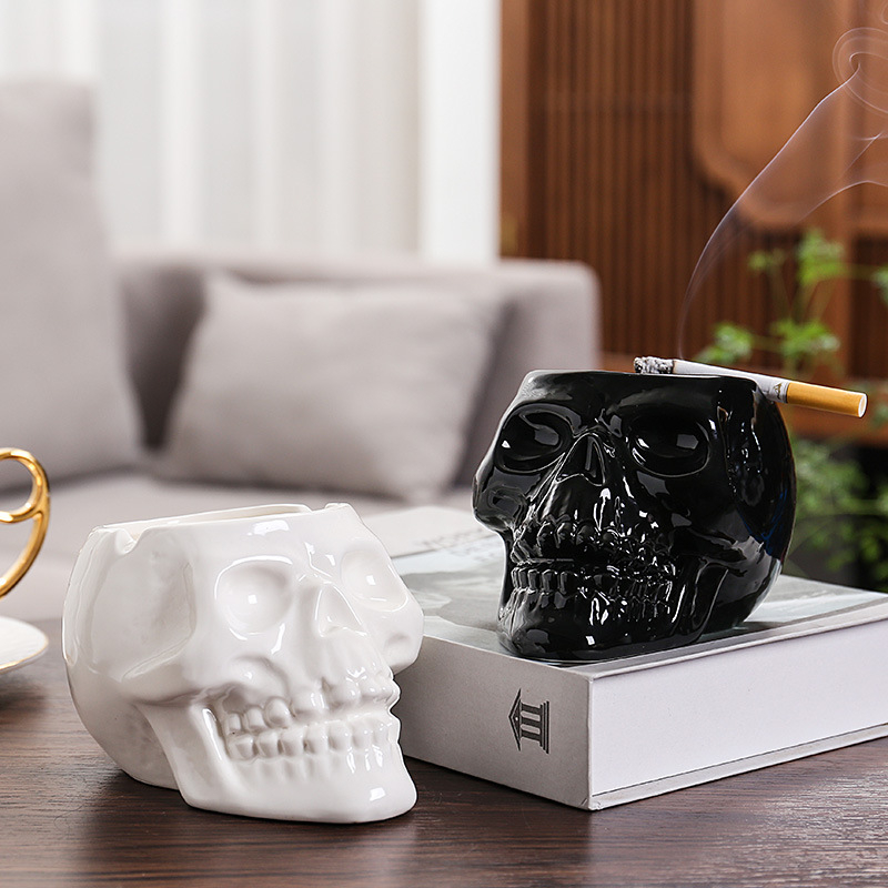 Scrumieră ceramică cu craniu, decorativă pentru casă, colecție, deschizător de sticle, depozitare, iluminare