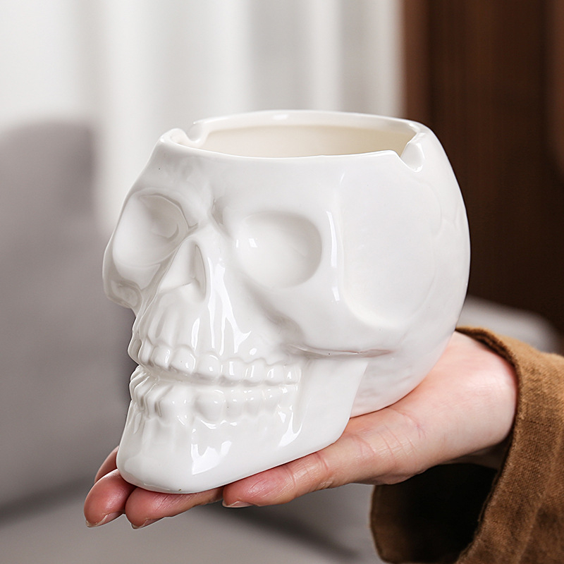 Scrumieră ceramică cu craniu, decorativă pentru casă, colecție, deschizător de sticle, depozitare, iluminare