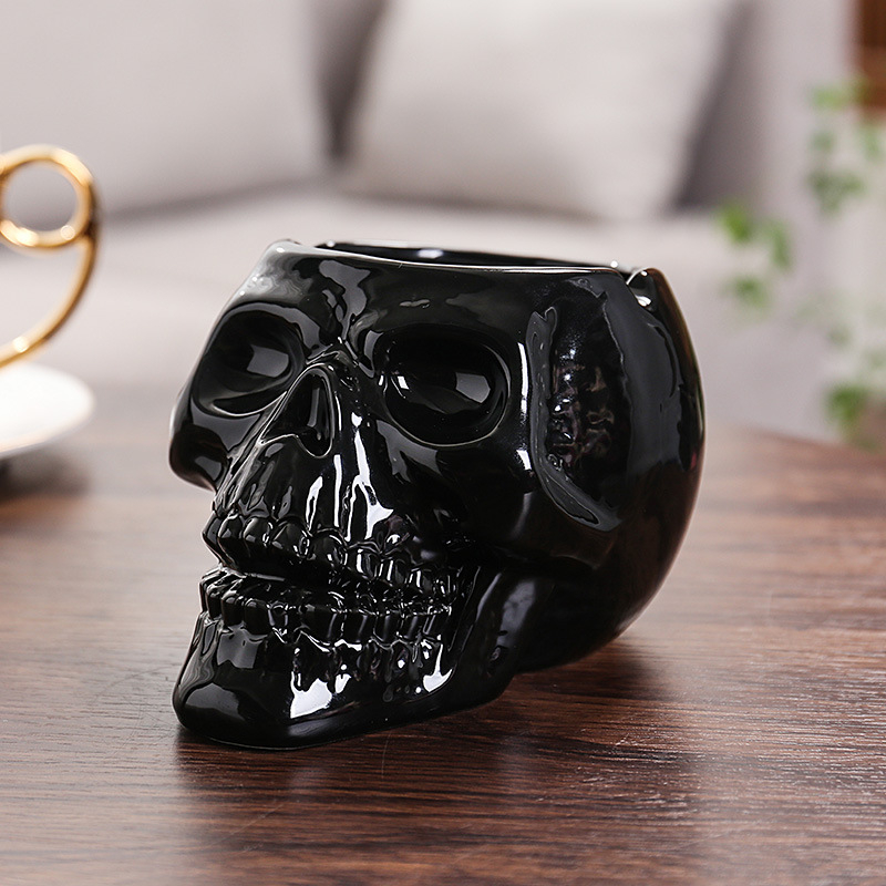 Scrumieră ceramică cu craniu, decorativă pentru casă, colecție, deschizător de sticle, depozitare, iluminare