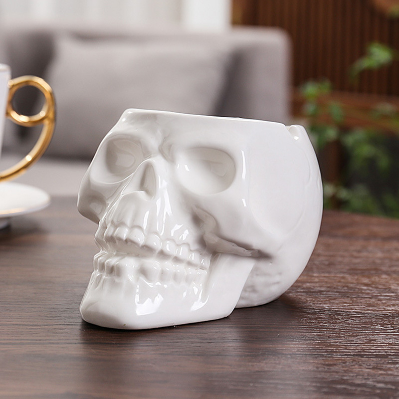 Scrumieră ceramică cu craniu, decorativă pentru casă, colecție, deschizător de sticle, depozitare, iluminare