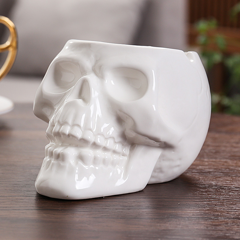Scrumieră ceramică cu craniu, decorativă pentru casă, colecție, deschizător de sticle, depozitare, iluminare