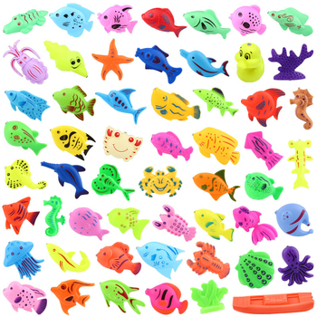 Joc magnetic de pescuit pentru copii pentru apă, cu flotabilitate și stimulare cognitivă, pești tridimensionali cu față dublă și undiță din plastic (pentru copii 4-6 ani)