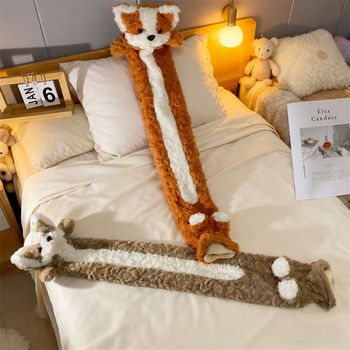 Sticlă de apă caldă umplută cu flanel, stil desen animat, pentru întregul corp, utilizare caldă și rece