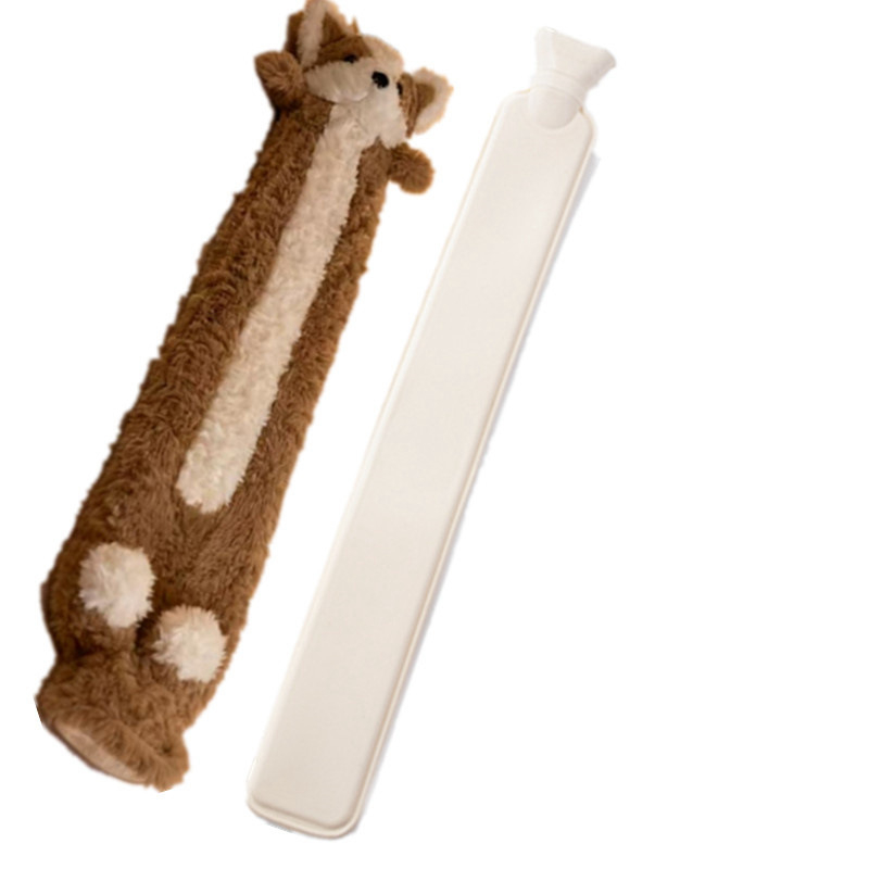 Sticlă de apă caldă umplută cu flanel, stil desen animat, pentru întregul corp, utilizare caldă și rece