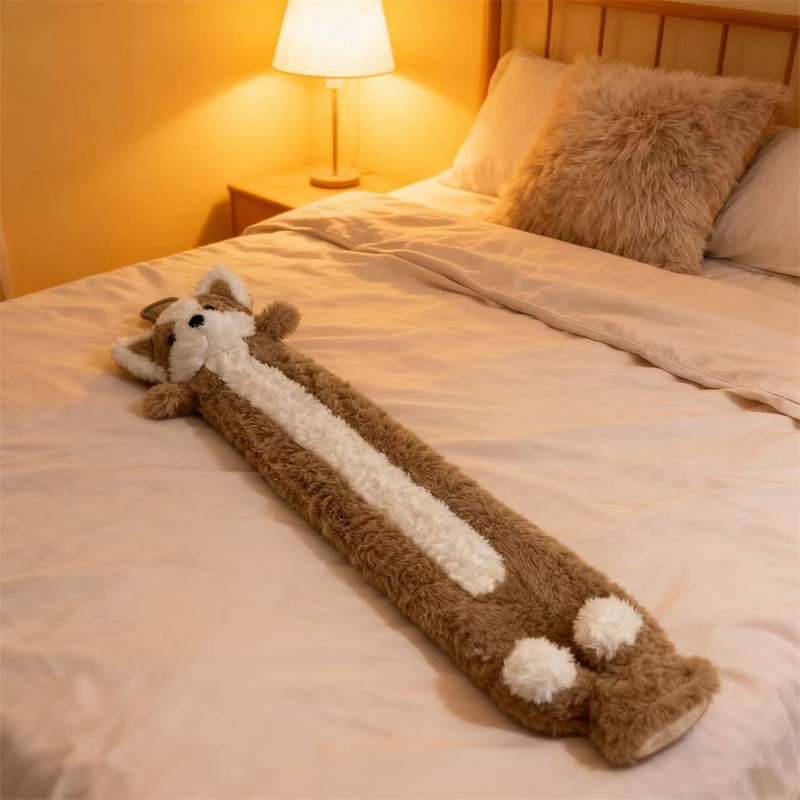 Sticlă de apă caldă umplută cu flanel, stil desen animat, pentru întregul corp, utilizare caldă și rece