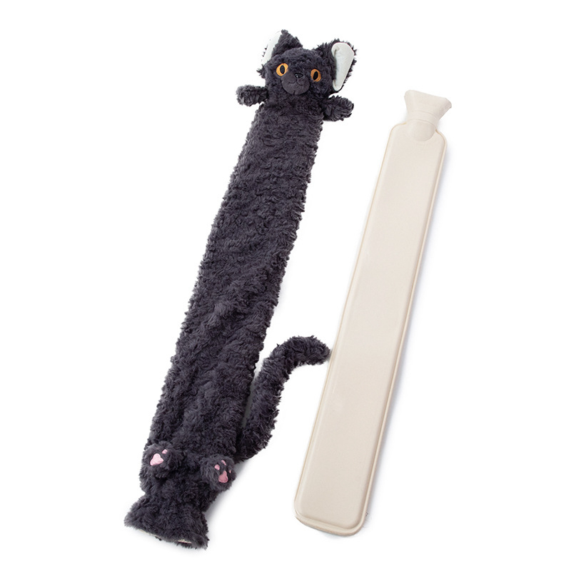 Sticlă de apă caldă umplută cu flanel, stil desen animat, pentru întregul corp, utilizare caldă și rece