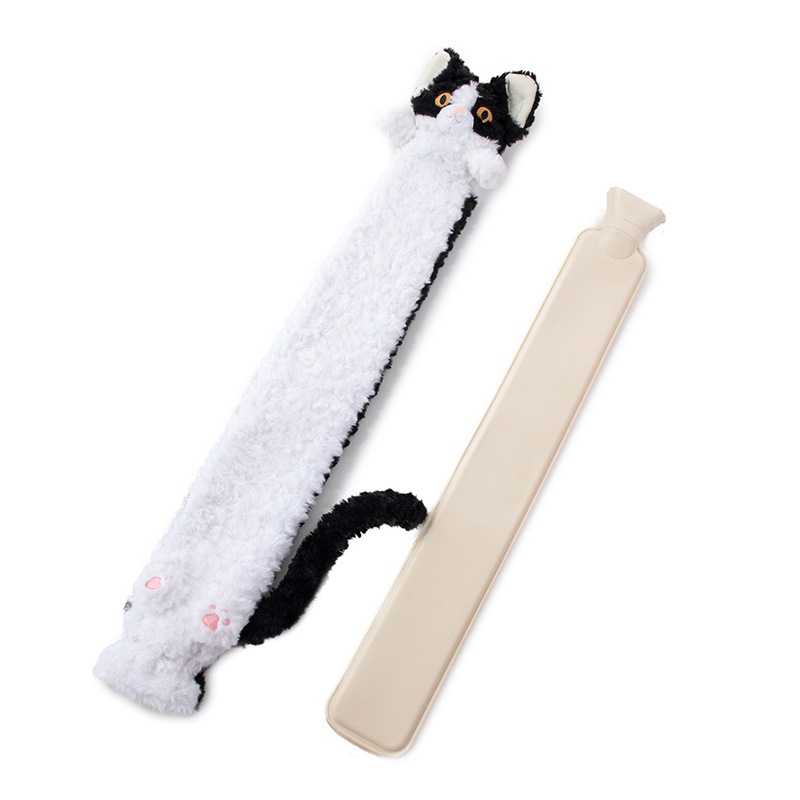 Sticlă de apă caldă umplută cu flanel, stil desen animat, pentru întregul corp, utilizare caldă și rece