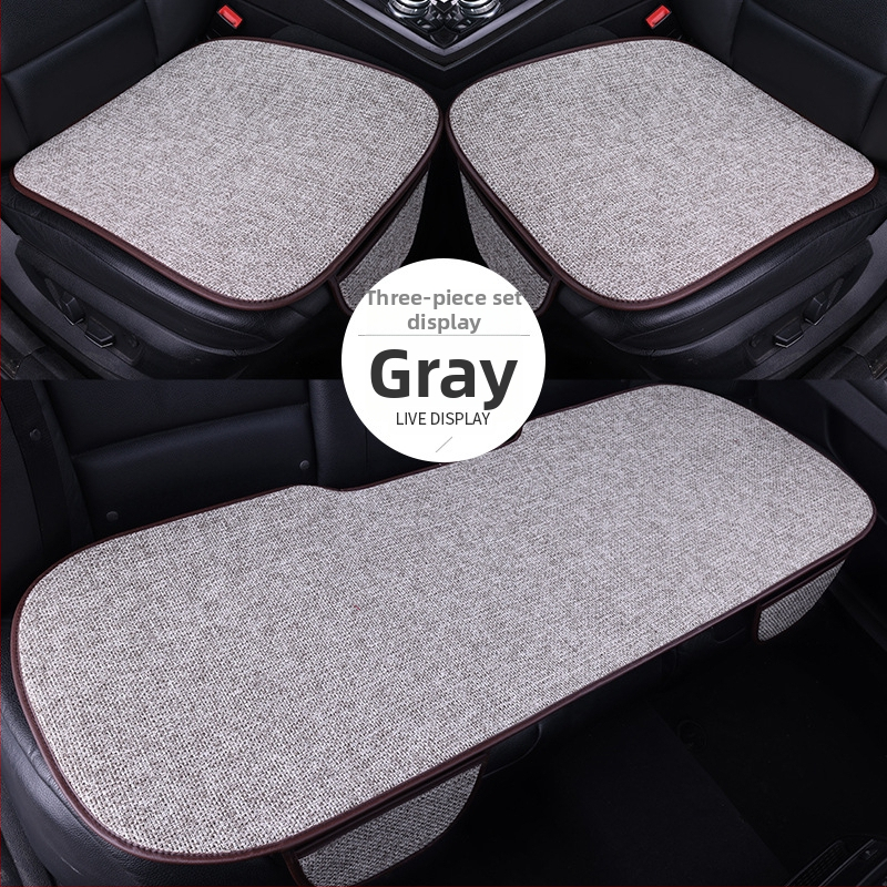 Set poťahov na sedadlo auta z ľanu, tri kusy, priedušné, celoročné, univerzálne, bez výplne