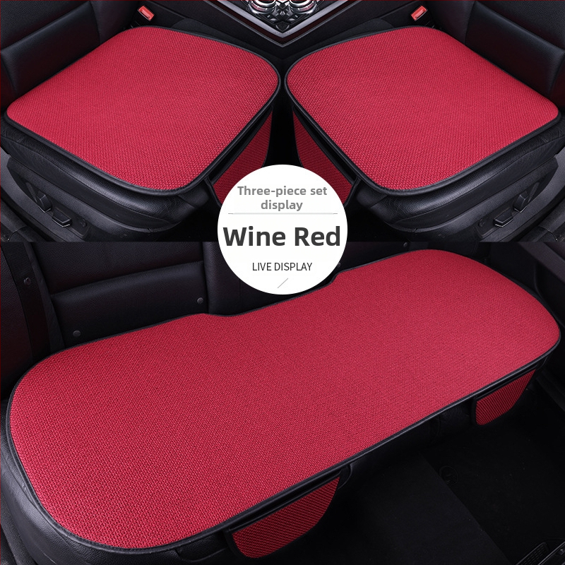 Set poťahov na sedadlo auta z ľanu, tri kusy, priedušné, celoročné, univerzálne, bez výplne