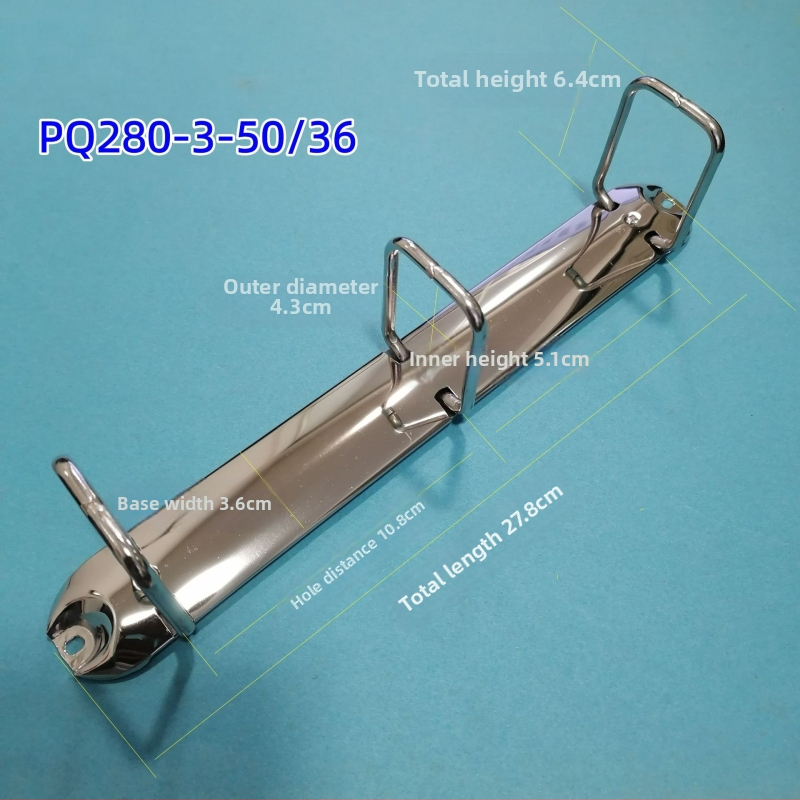 Držač za dokumente, Q-oblik, s tri otvora, metalni, model PQ280-3-65/36, A4 format, kartonsko pakiranje