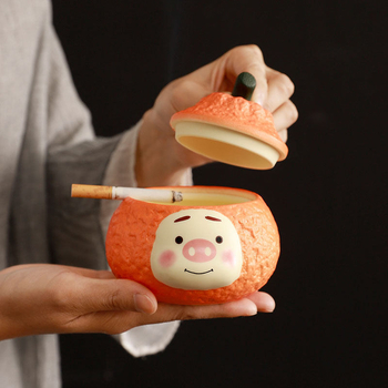 Cenușar ceramic cu capac — Puyao, 20260114; decorativ, de colecție și depozitare