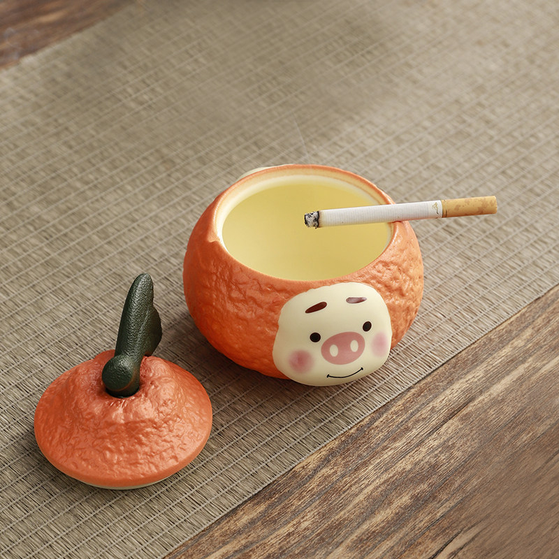 Cenușar ceramic cu capac — Puyao, 20260114; decorativ, de colecție și depozitare