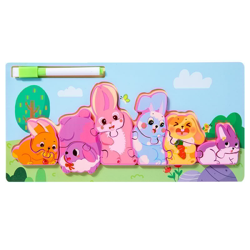 Puzzle 3D din lemn pentru copii de 4-6 ani, cu teme de dinozauri și animale, dificultate elementară, personalizare logo OEM.