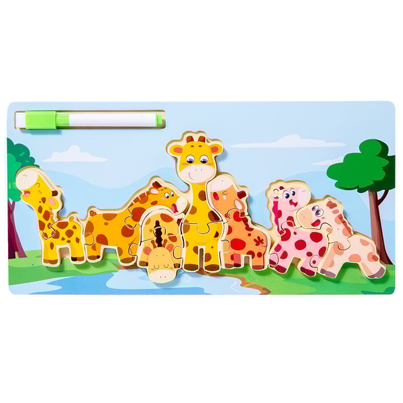 Puzzle 3D din lemn pentru copii de 4-6 ani, cu teme de dinozauri și animale, dificultate elementară, personalizare logo OEM.