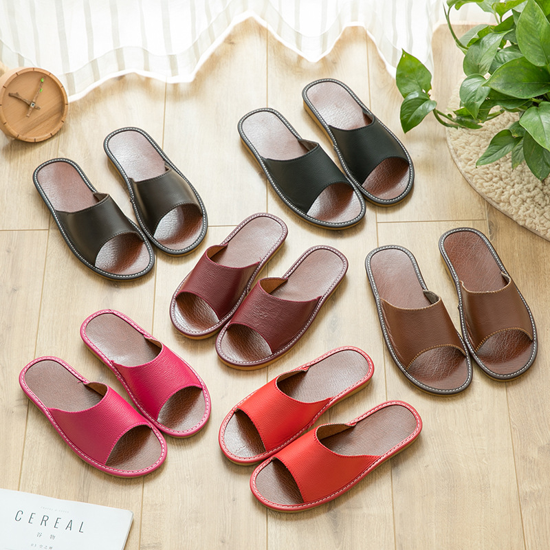 Papuci cu deget deschis, piele de bovine, talpă din tendon de vițel, respirabili, pentru uz casnic.