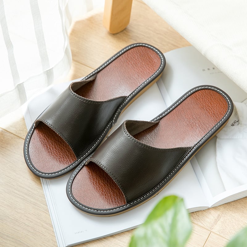 Papuci cu deget deschis, piele de bovine, talpă din tendon de vițel, respirabili, pentru uz casnic.