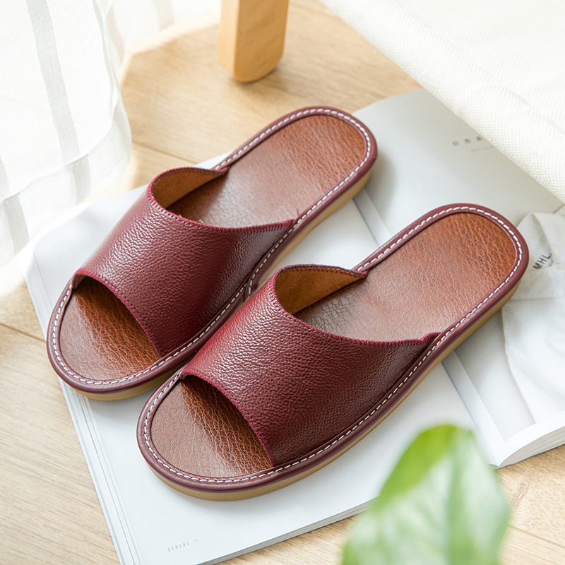 Papuci cu deget deschis, piele de bovine, talpă din tendon de vițel, respirabili, pentru uz casnic.