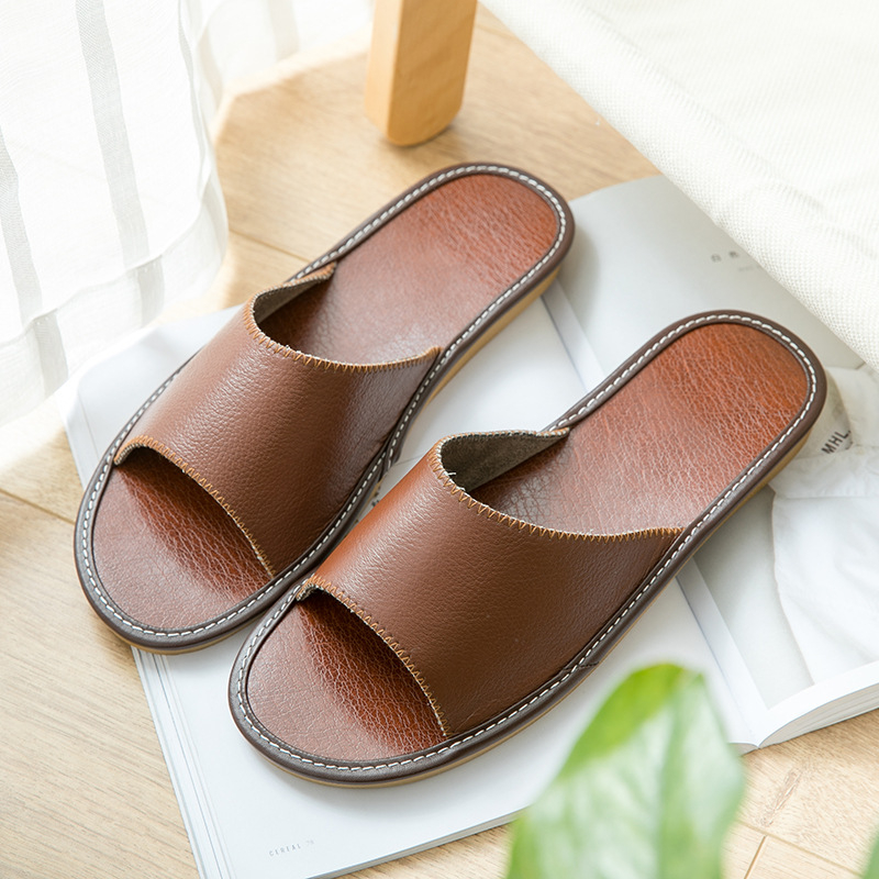 Papuci cu deget deschis, piele de bovine, talpă din tendon de vițel, respirabili, pentru uz casnic.