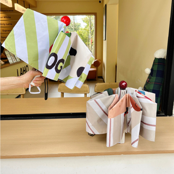 Umbrelă de soare cu design cu cățeluș desen animat, protecție UV UPF 40+, deschidere automată, cadru cu 8 brațe, țesătură 190T