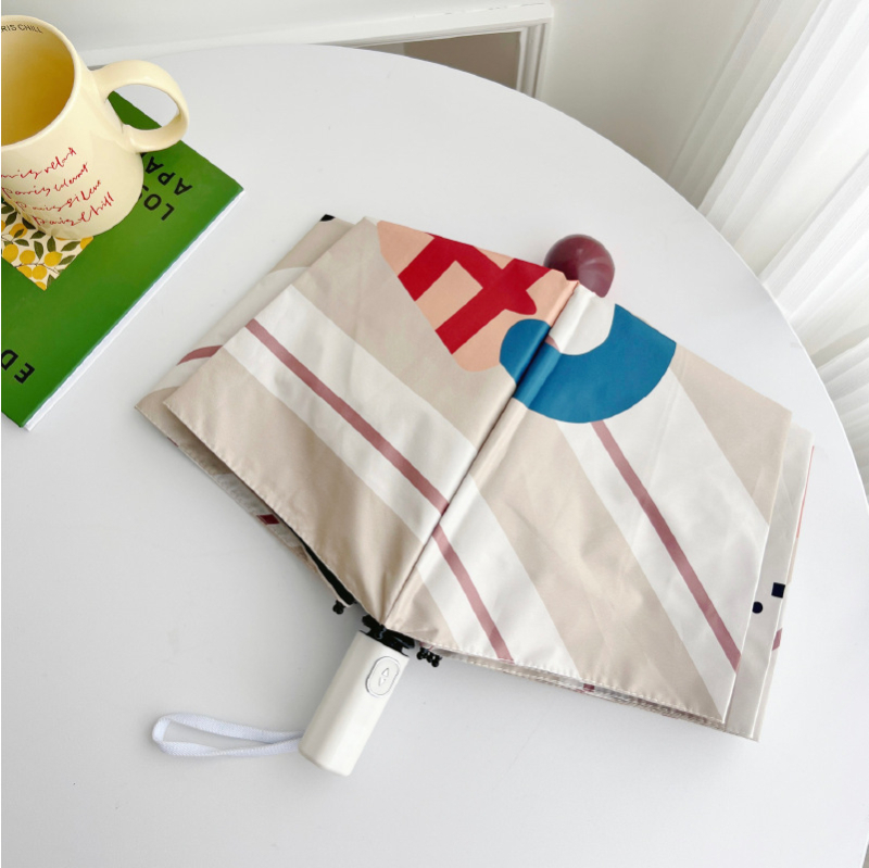 Umbrelă de soare cu design cu cățeluș desen animat, protecție UV UPF 40+, deschidere automată, cadru cu 8 brațe, țesătură 190T