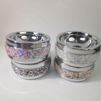 Scrumieră metalică decorată cu cristale, stil european, pentru casă, hotel și birou