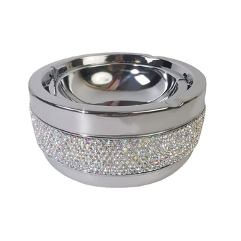 Scrumieră metalică decorată cu cristale, stil european, pentru casă, hotel și birou