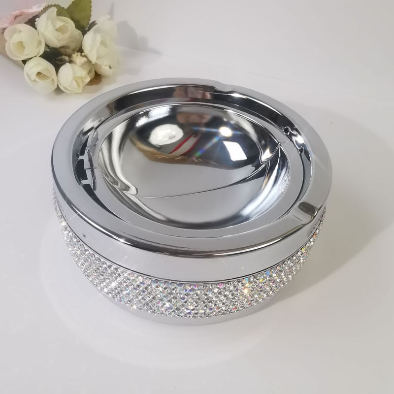 Scrumieră metalică decorată cu cristale, stil european, pentru casă, hotel și birou